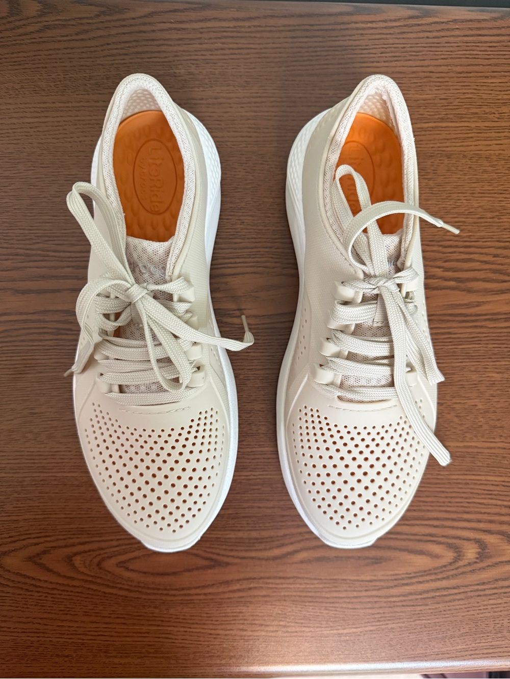 CROCS Women’s LiteRide 360 Pacer Sneakers in Cream with Orange Insole 10 Wide - Picture 2 of 7